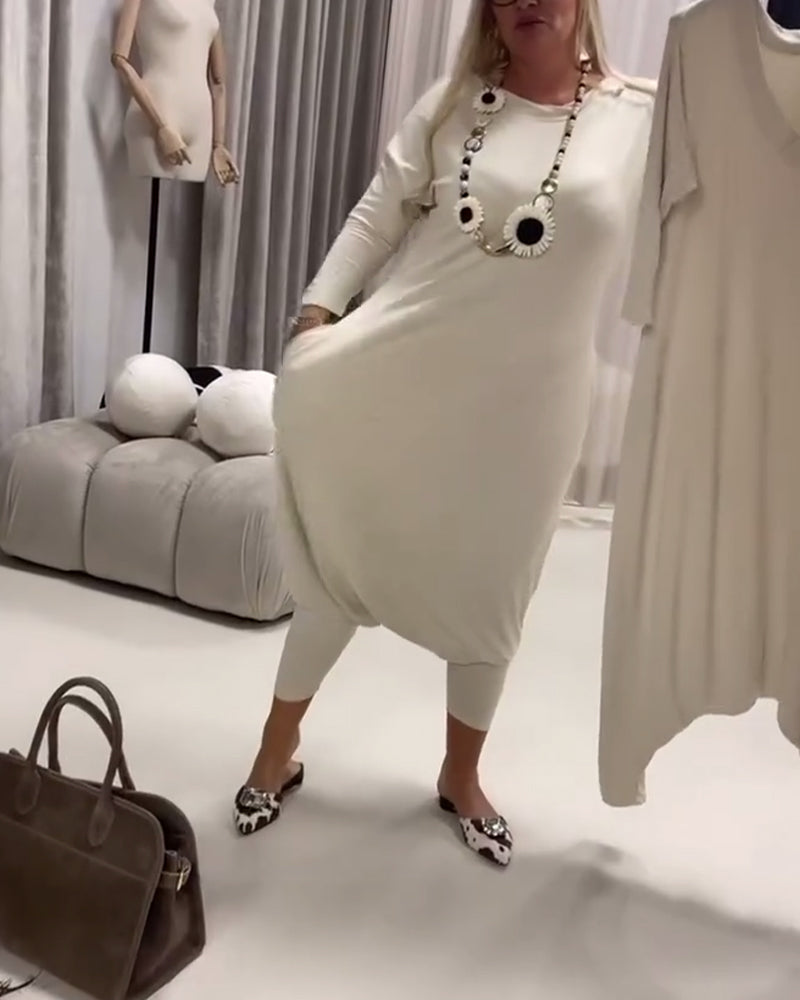 Solid Color Long Sleeve Casual Jumpsuit