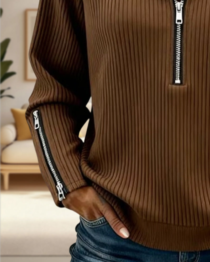Half Zip Collar Casual Sweatshirt