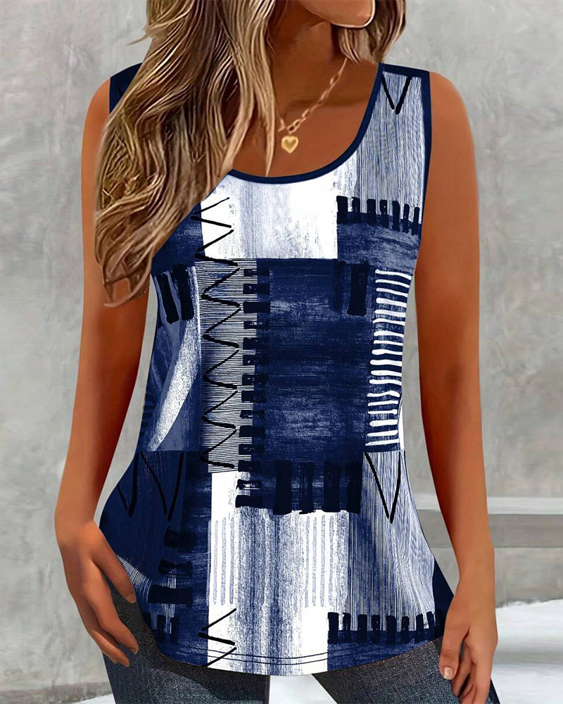 Sleeveless Vintage Print Tank Top