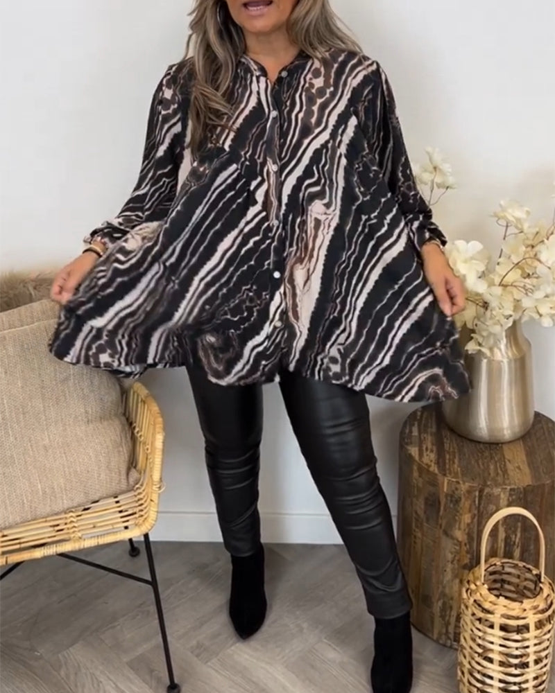 Retro style long-sleeved blouse