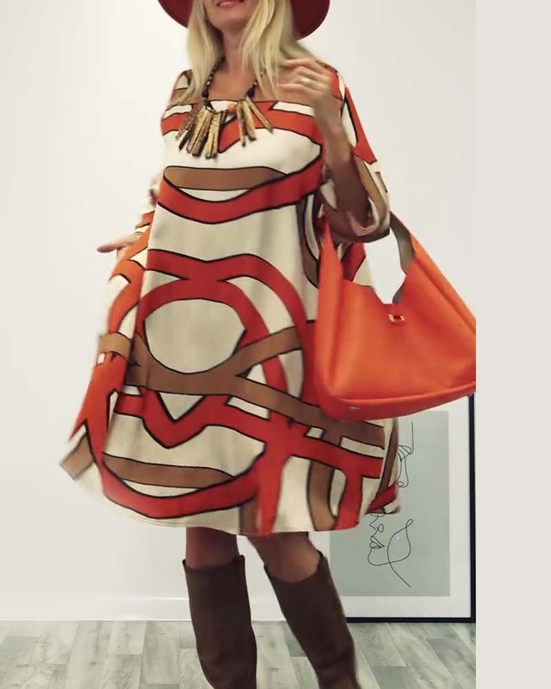 Round neck printed dress