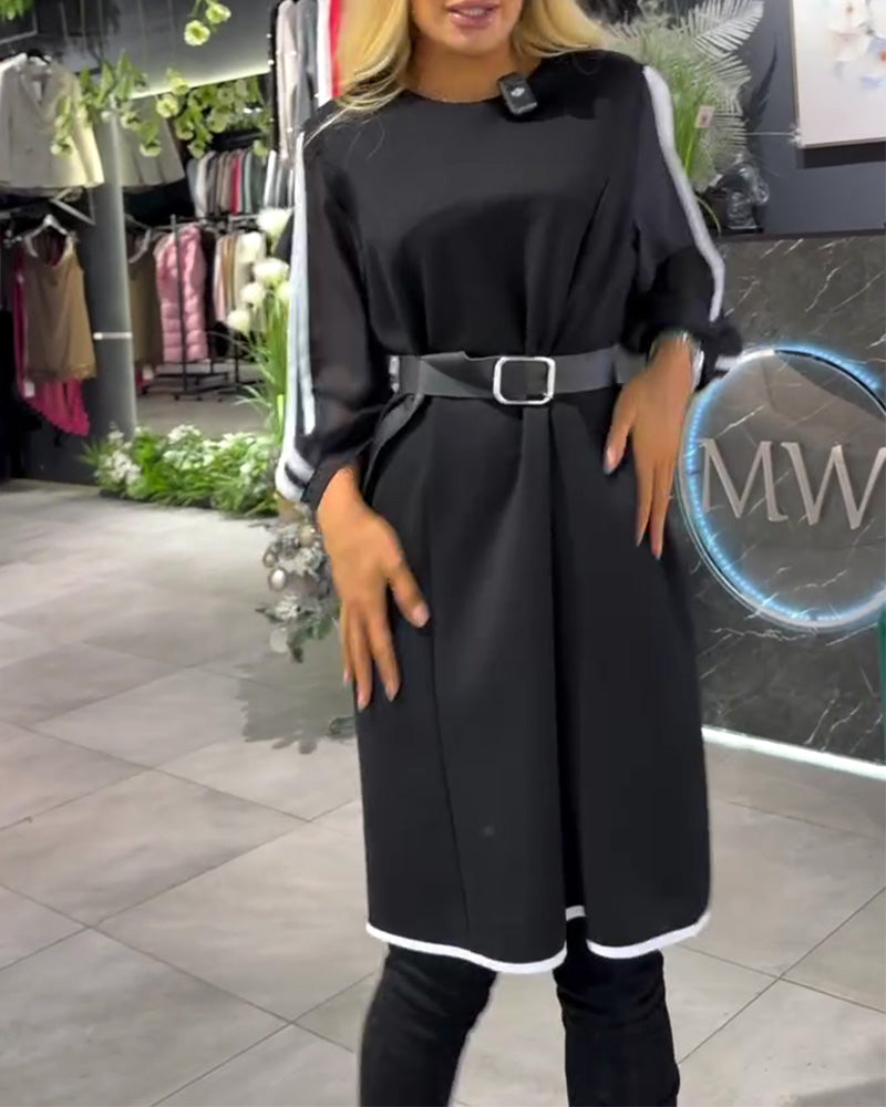 Contrast Color Slimming Straight Dress