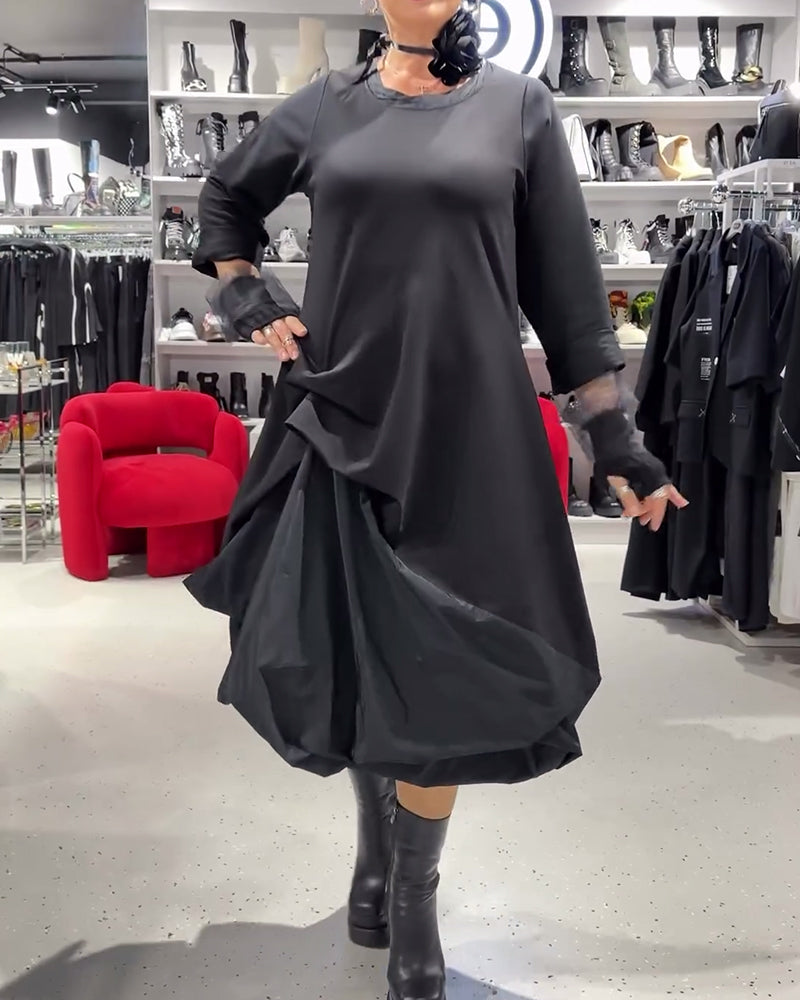 Solid Color Fashionable Patchwork Dress