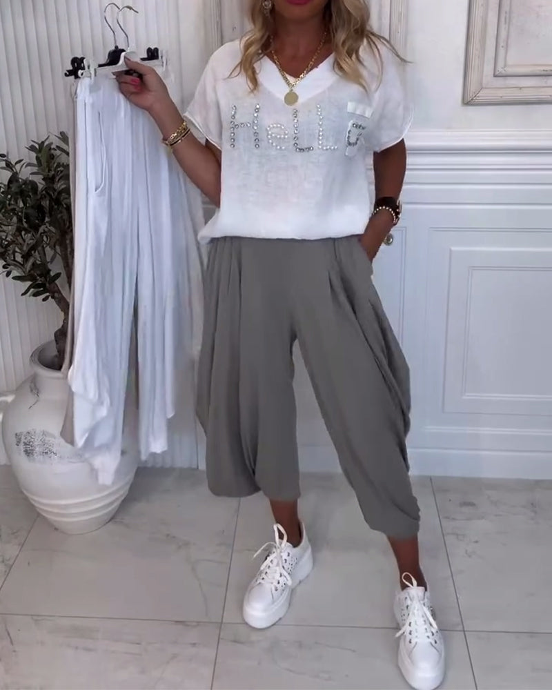 Solid Color Bloomers Casual Pants