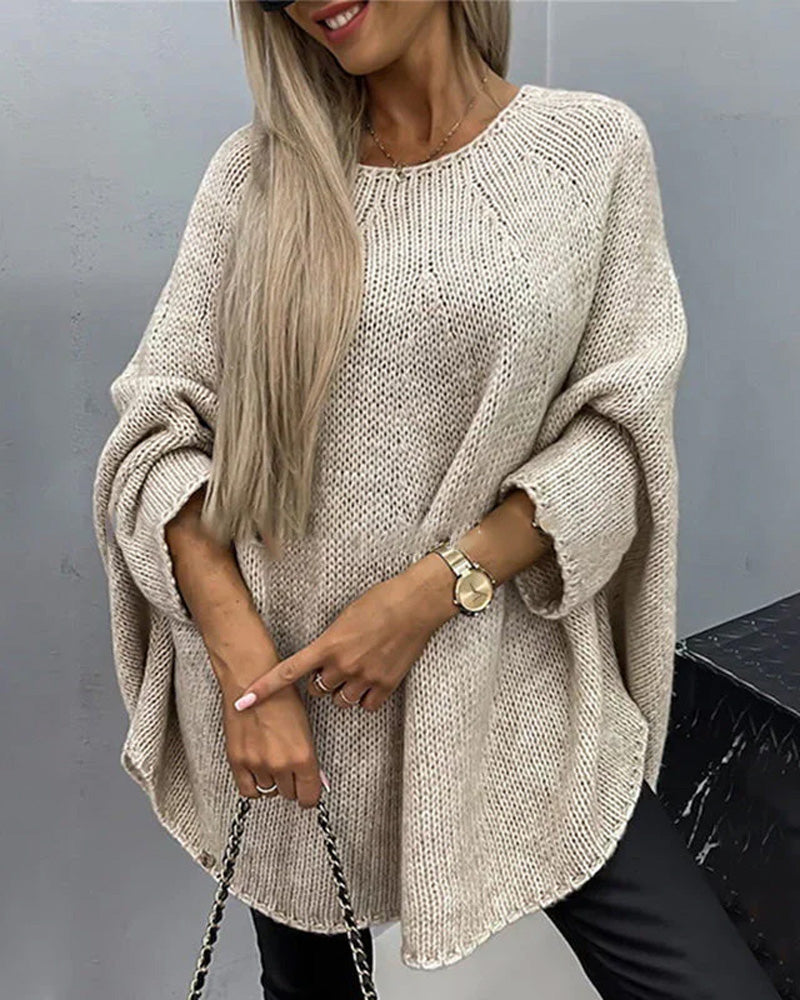 Elegant knitted cape sweater for women