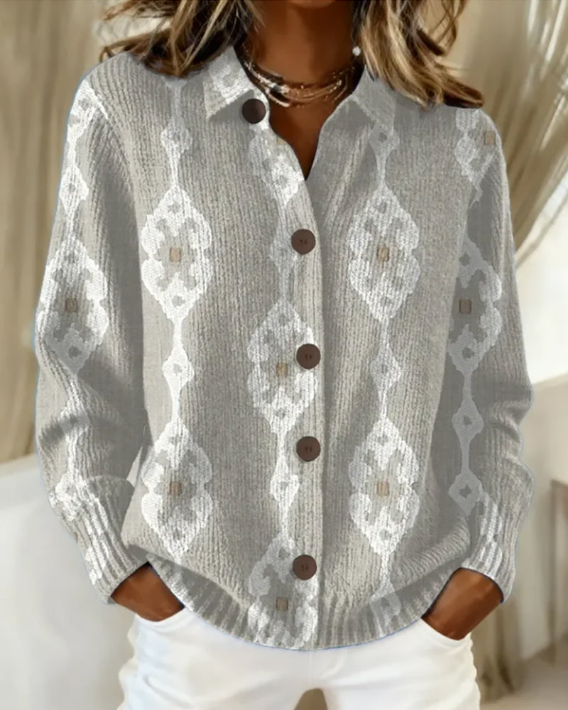 Polo Collar Single Row Cardigan