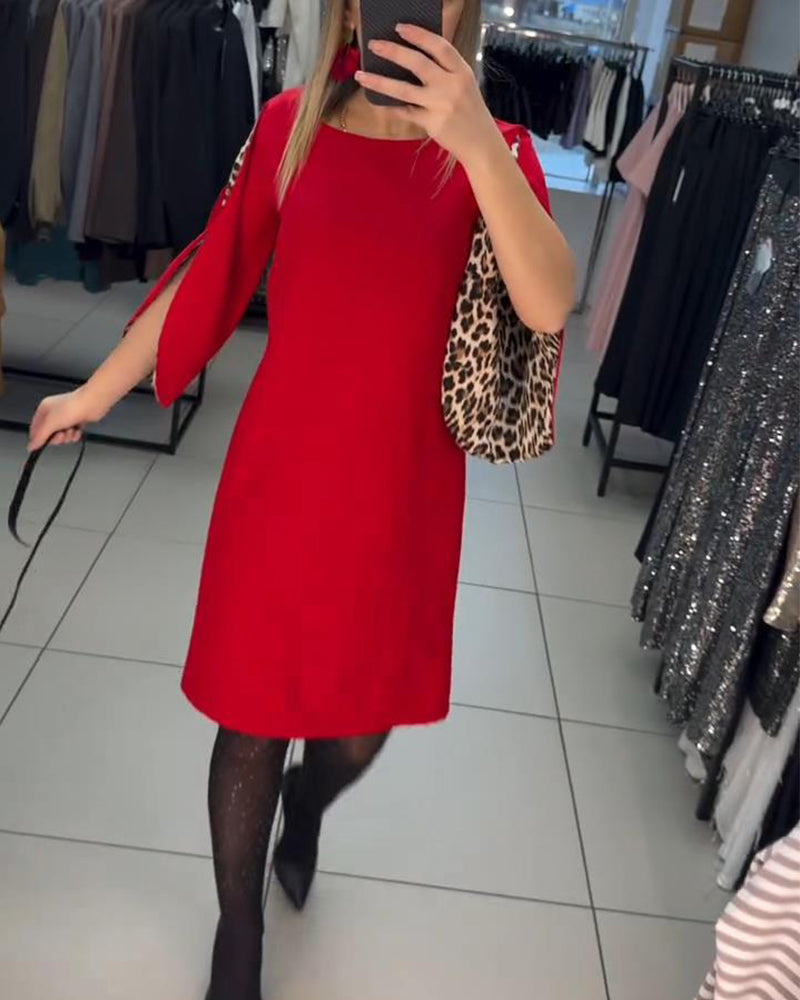 Flared Sleeves Fashionable Straight Dress