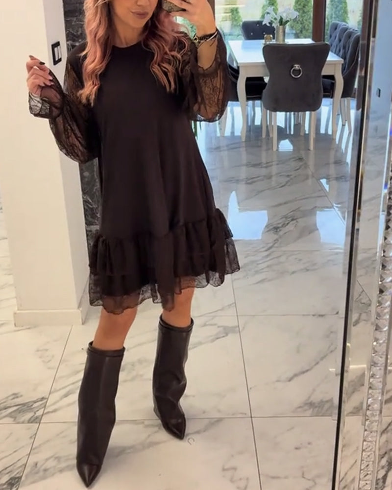Elegant Lace Solid Color Dress