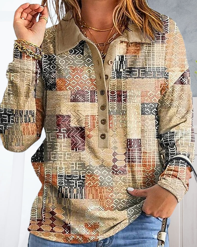 Casual Printed Long-Sleeve Sweatshirt