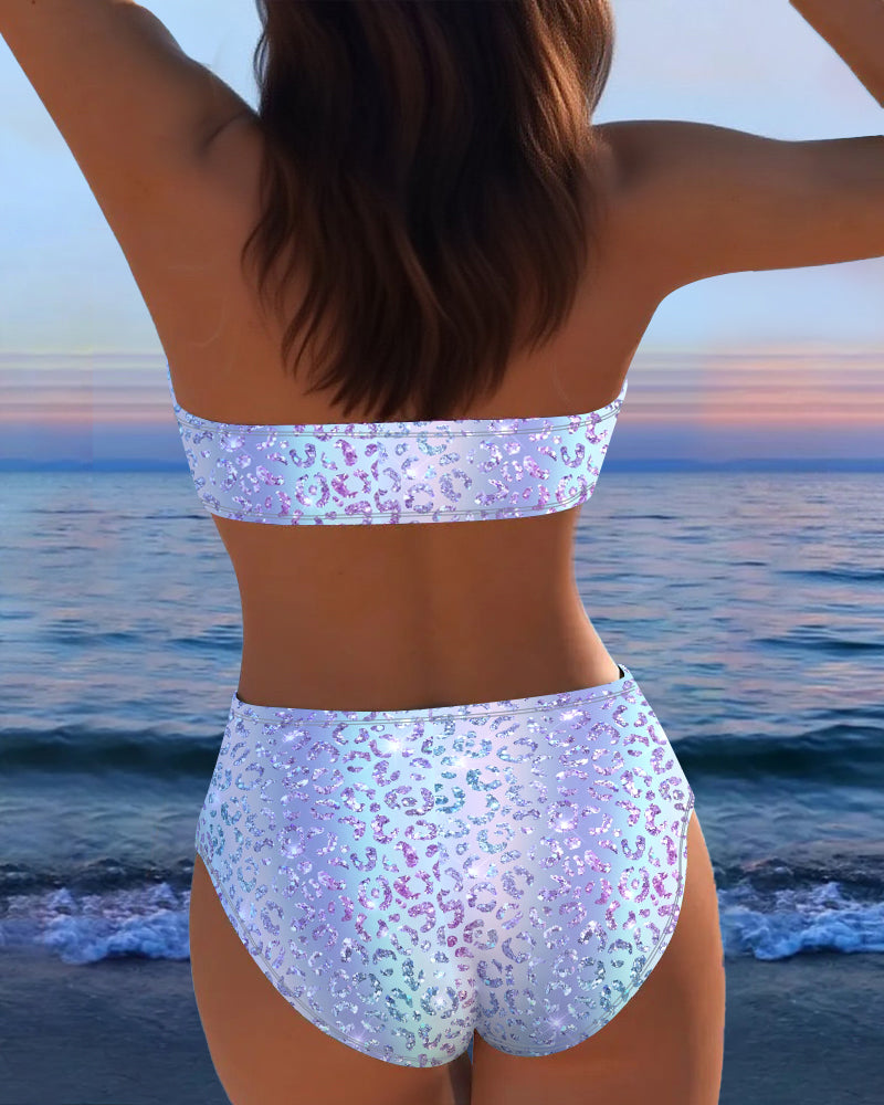 Leopard Print Bandeau Bikini