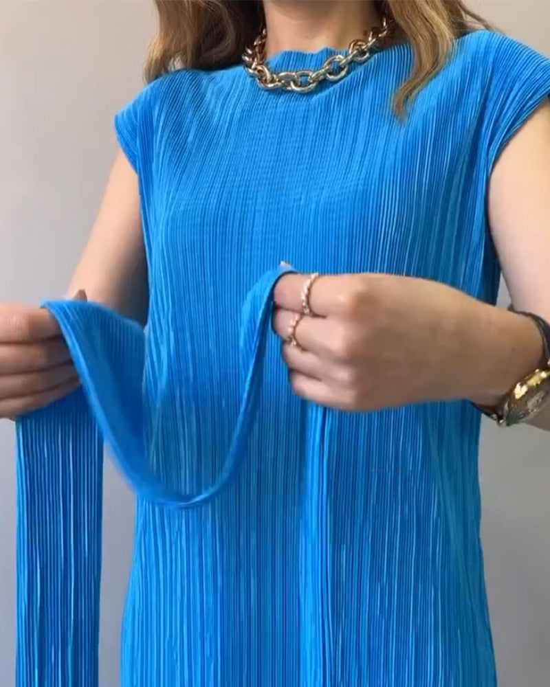 Sleeveless Textured Long Dress