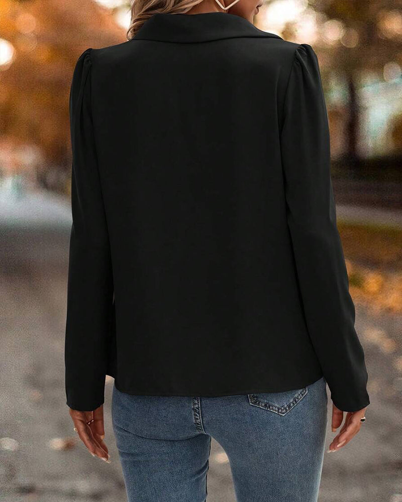 Puff Sleeve Lace Patchwork Blouse