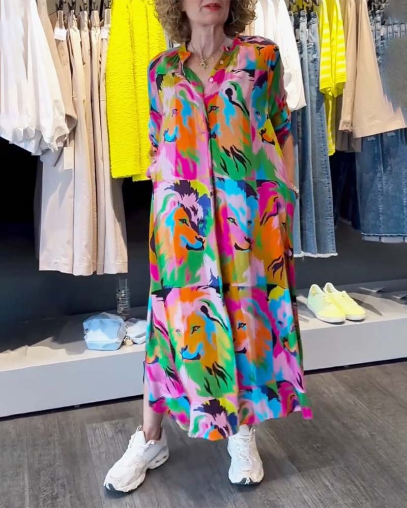 Color-printed pockets dress