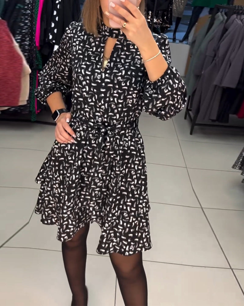 Elegant printed cutout dress