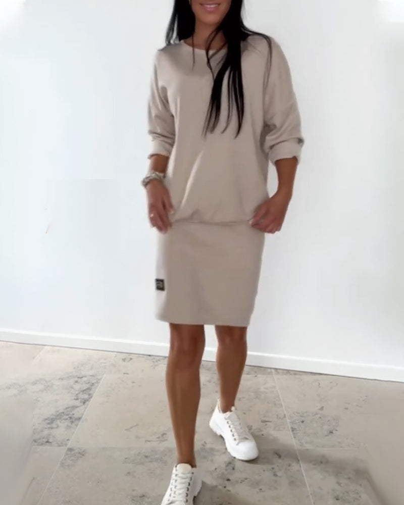 Long-Sleeved Casual Hip Dress