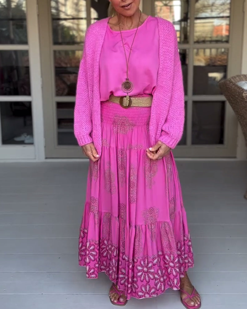 Solid color long sleeve casual cardigan