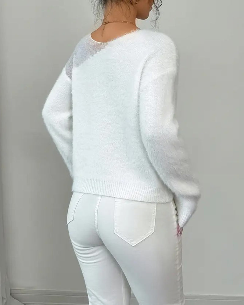 Fashionable Long-Sleeved Pullover Sweater