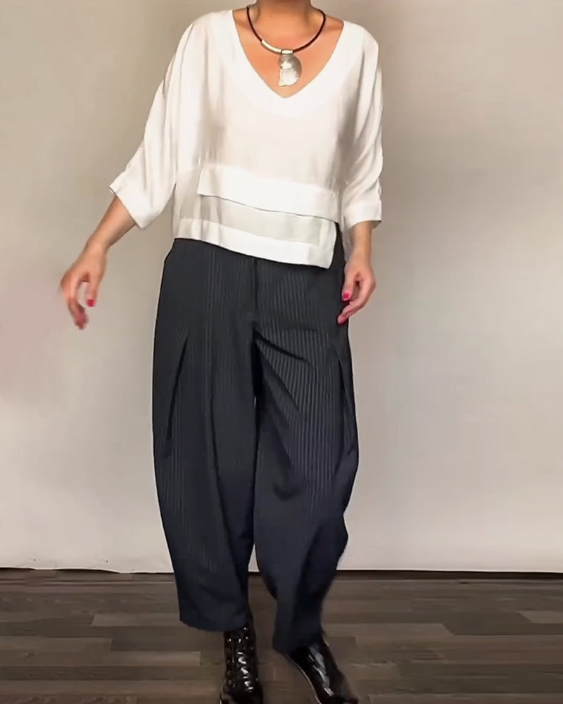 Retro Striped Casual Trousers