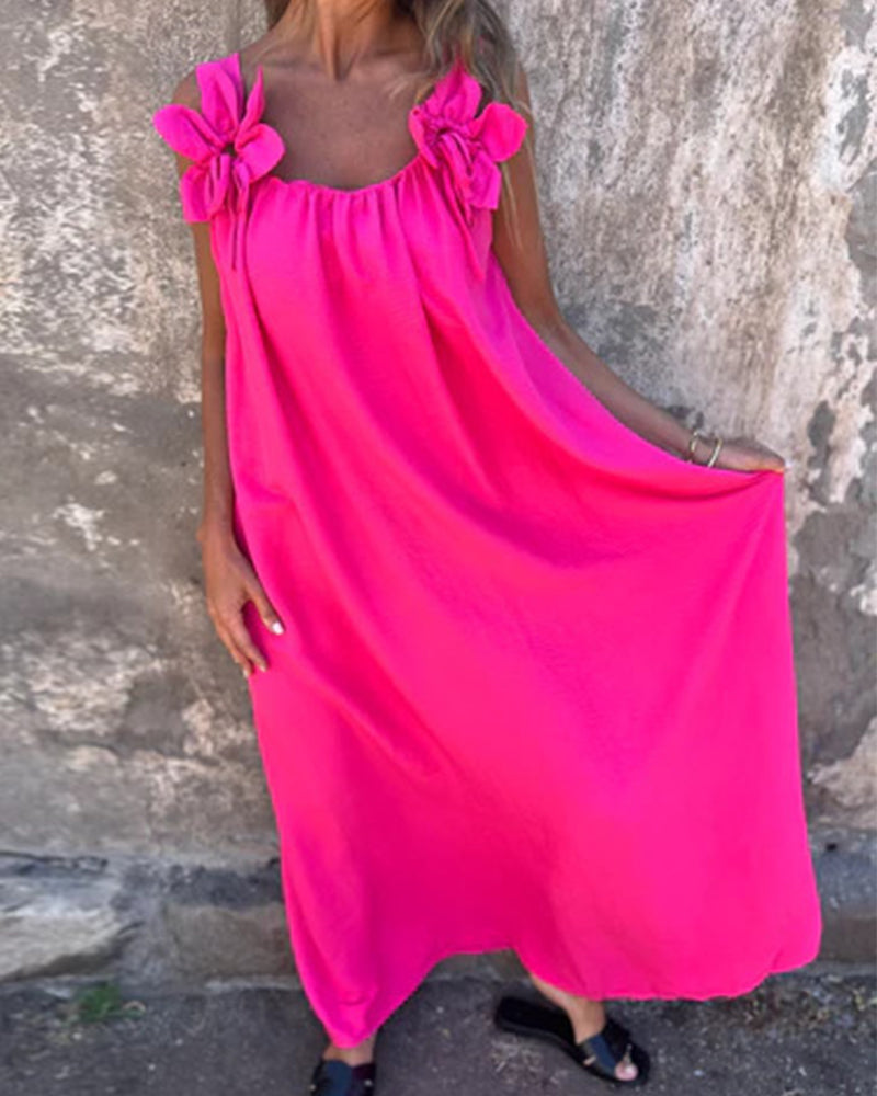 Sleeveless Solid Color Fashionable Long Dress