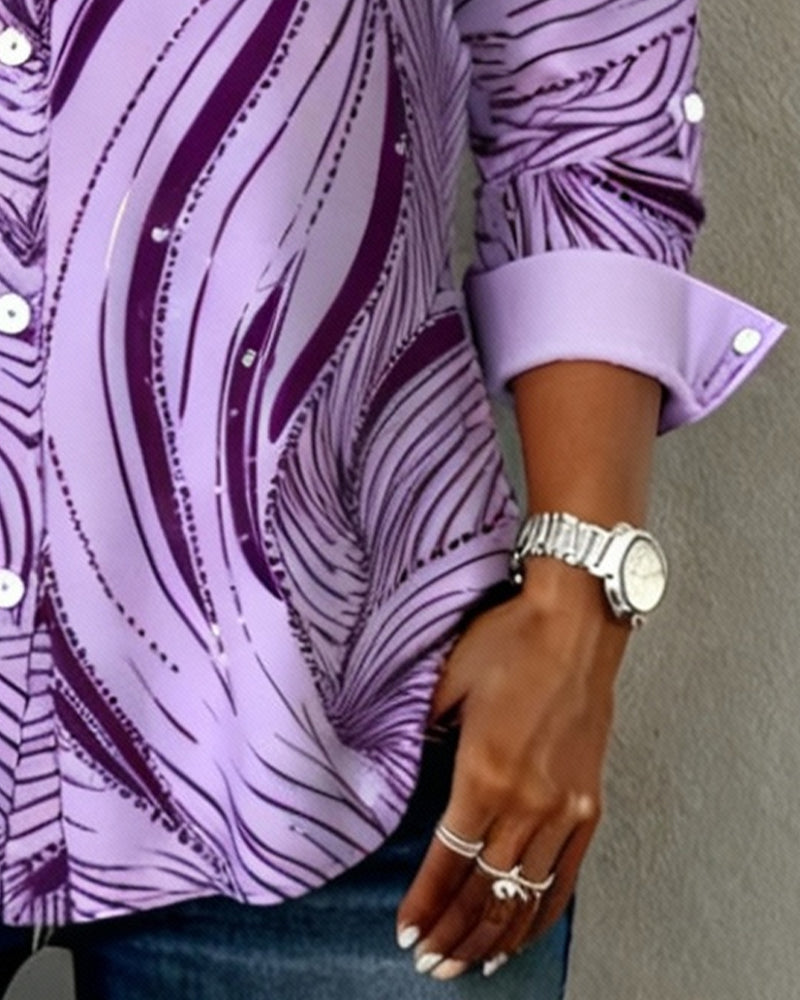 Line Long-Sleeved Printed Shirt