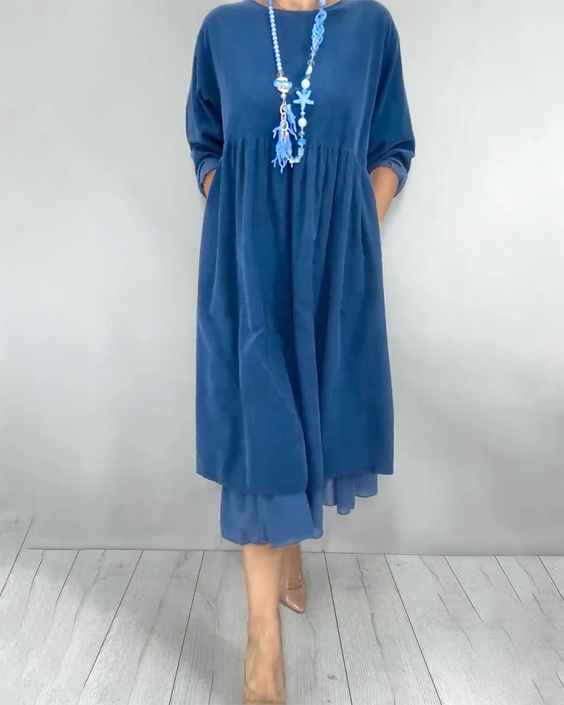 Double-Layer Loose Mesh Patchwork Dress