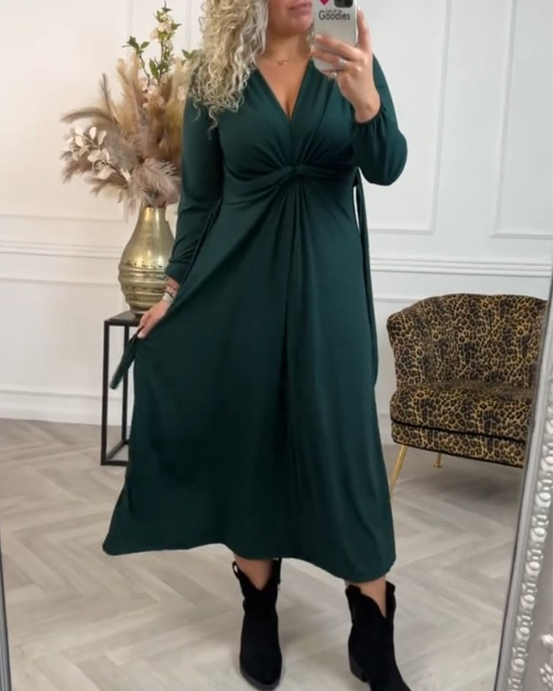 Sexy solid color Dress with Long Sleeve