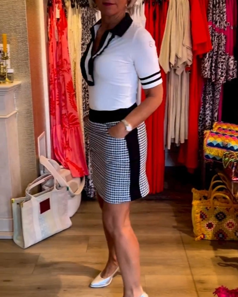 Houndstooth patchwork dress