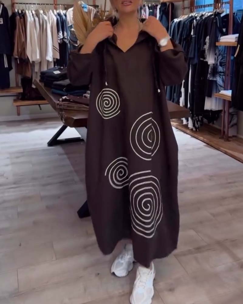 Hooded Long Sleeve Loose Dress