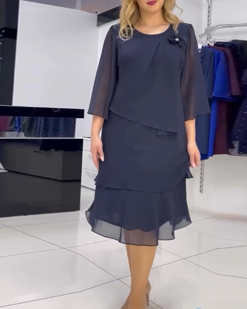 Elegant solid color irregular patchwork dress