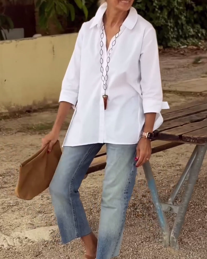 Lapel Long-Sleeved Casual Shirt