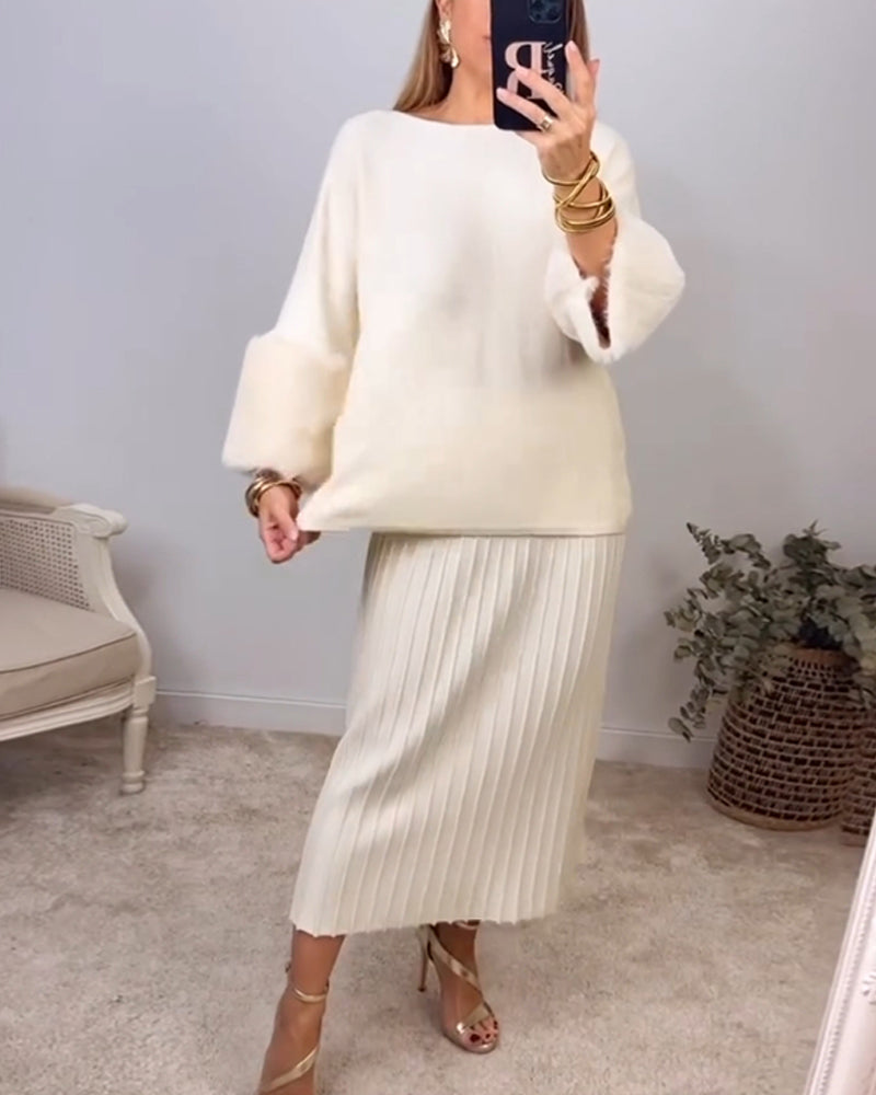 Elegant Solid color pullover with long sleeve