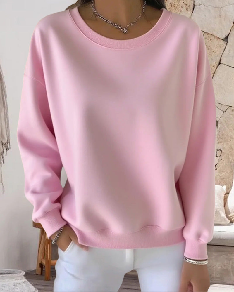 Casual Solid Color Sweatshirt