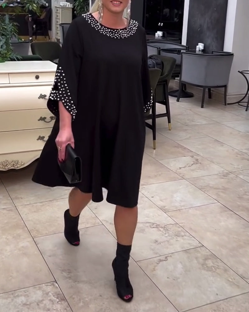 Fashion Beaded Loose Plus Size Dress