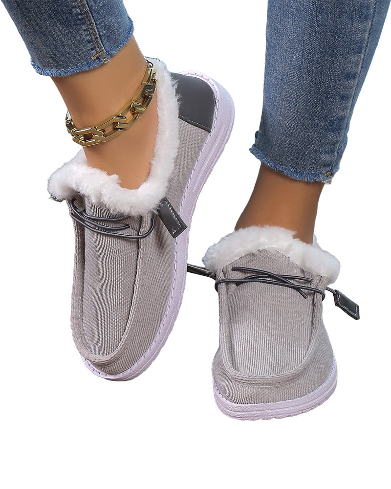 Solid color thick warm cotton shoes