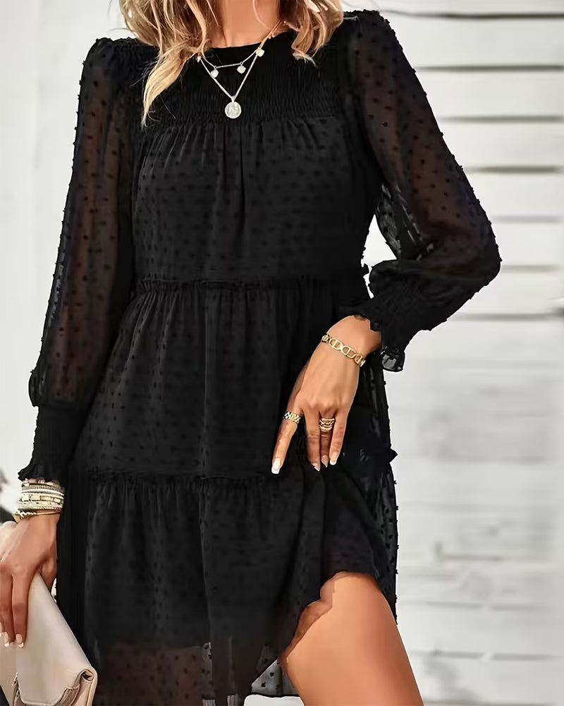 Elegant Puff Sleeves And Three-Dimensional Flowers Dress