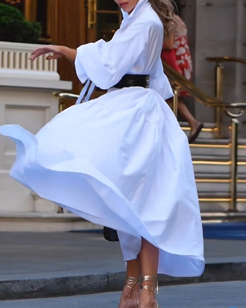 Solid color loose swing dress