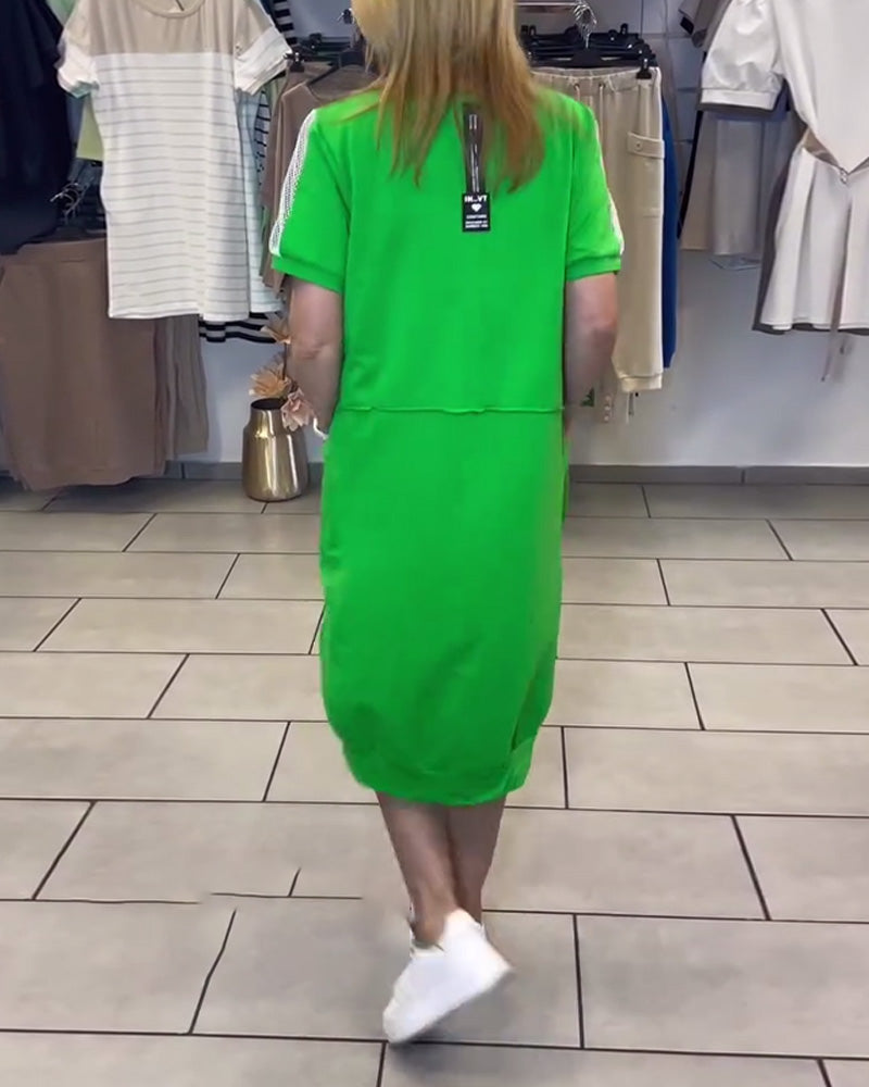 Short Sleeve Printed Shift Dress