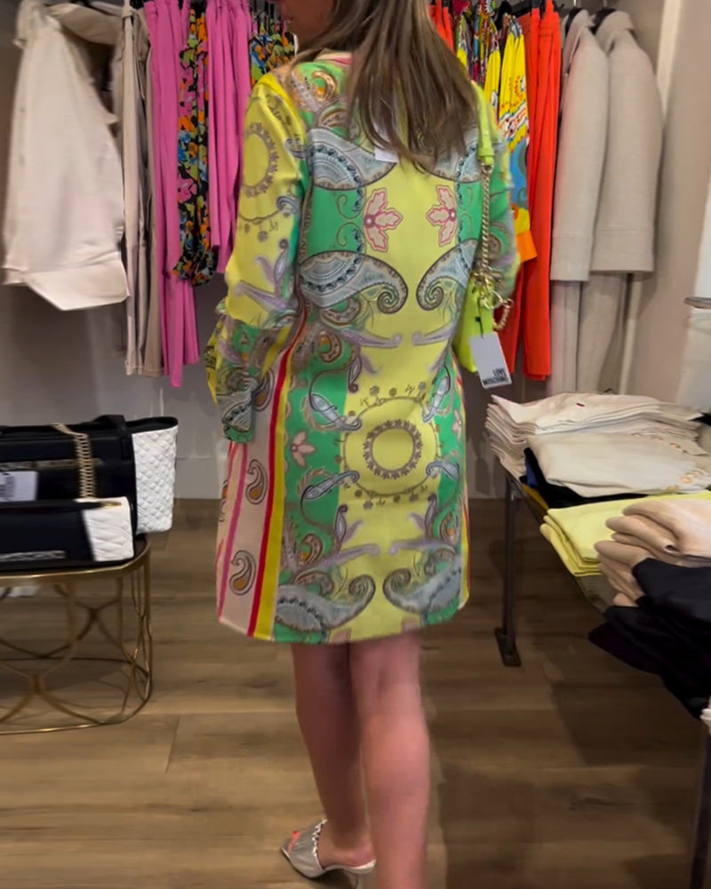 Color block printed loose dress