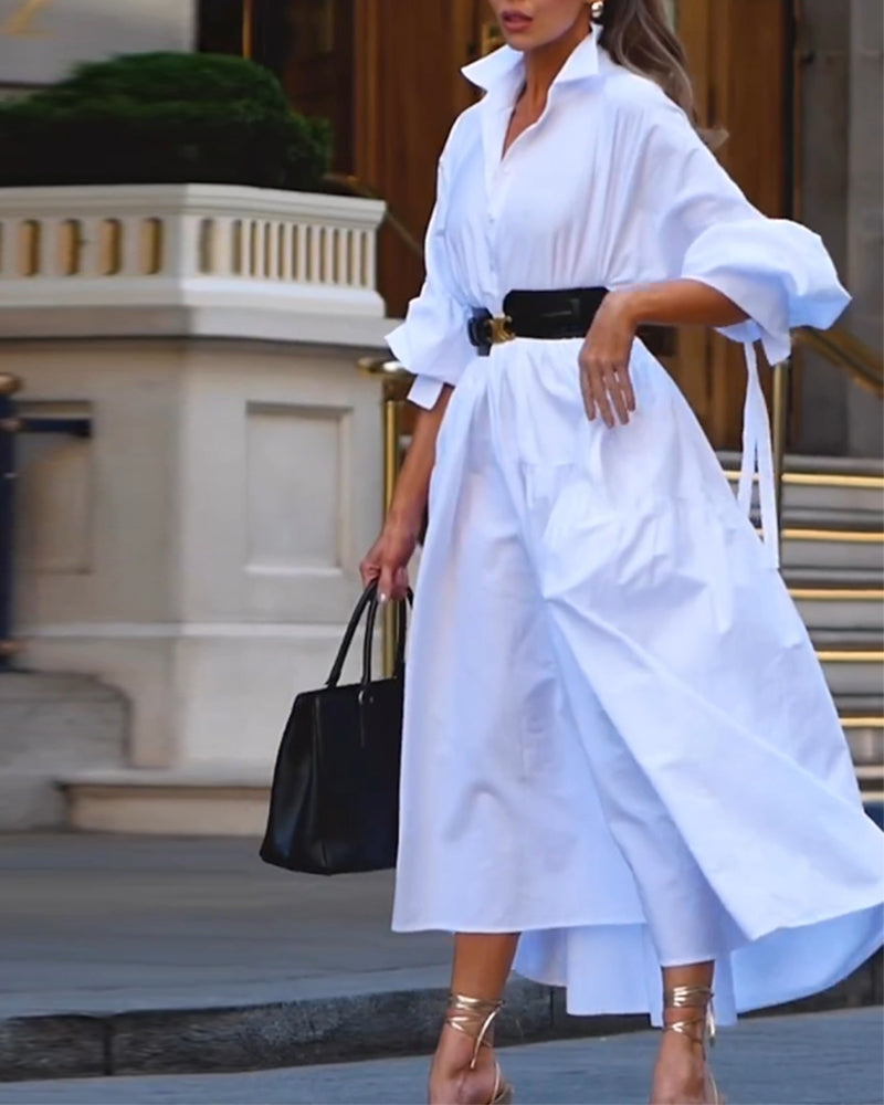 Solid color loose swing dress