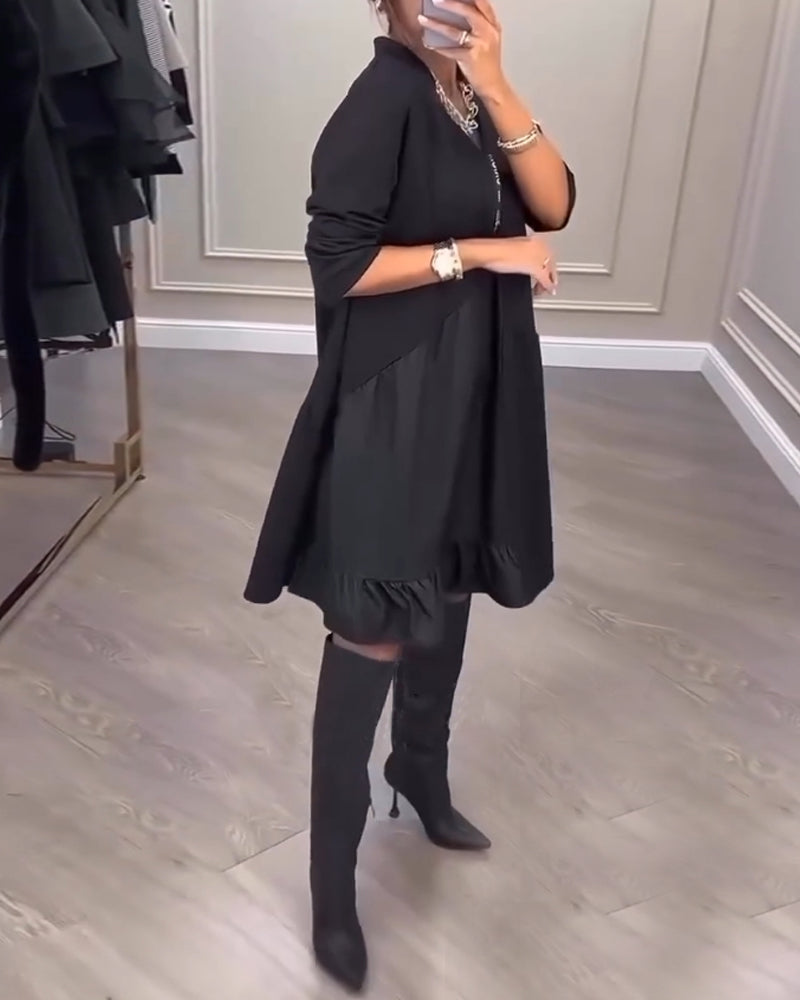 Artistic V-neck long-sleeved dress