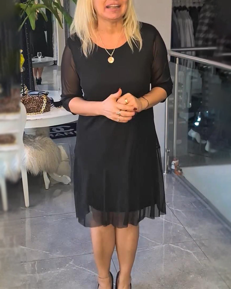 Sheer And Fashionable Solid Color Dress