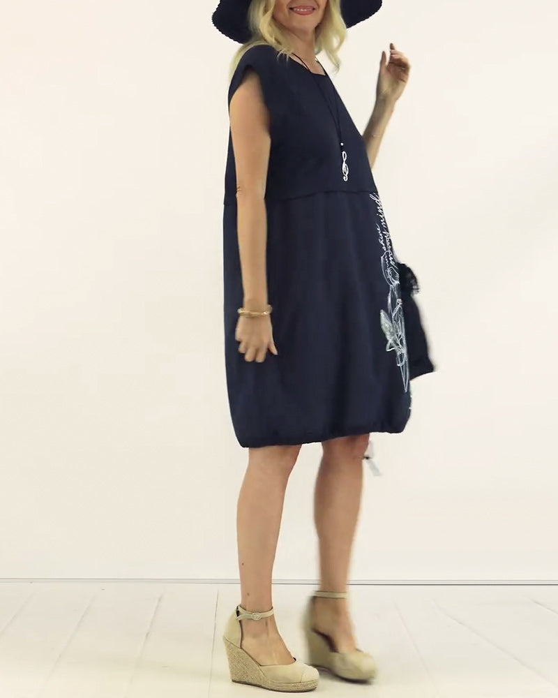 Round Neck Sleeveless Printed Dress