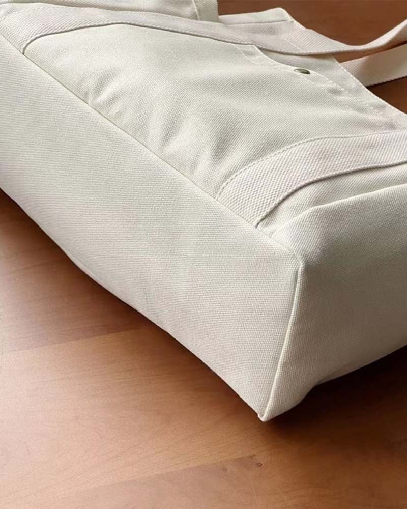 Large capacity canvas bag with double handles