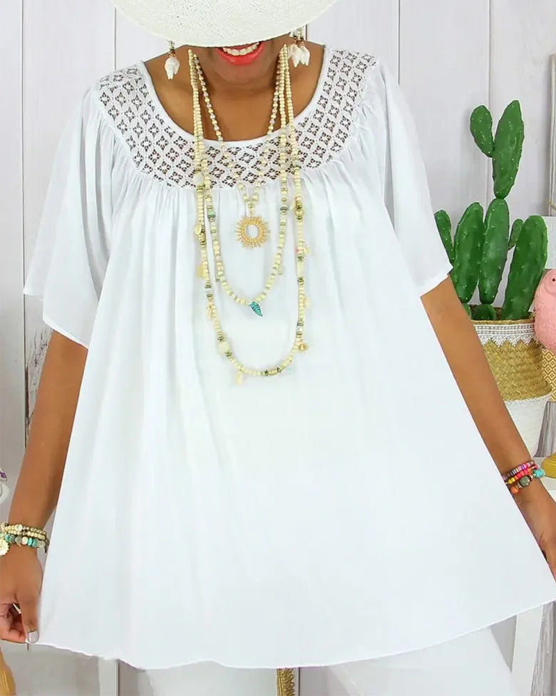 Solid Color Loose-Fitting Blouse