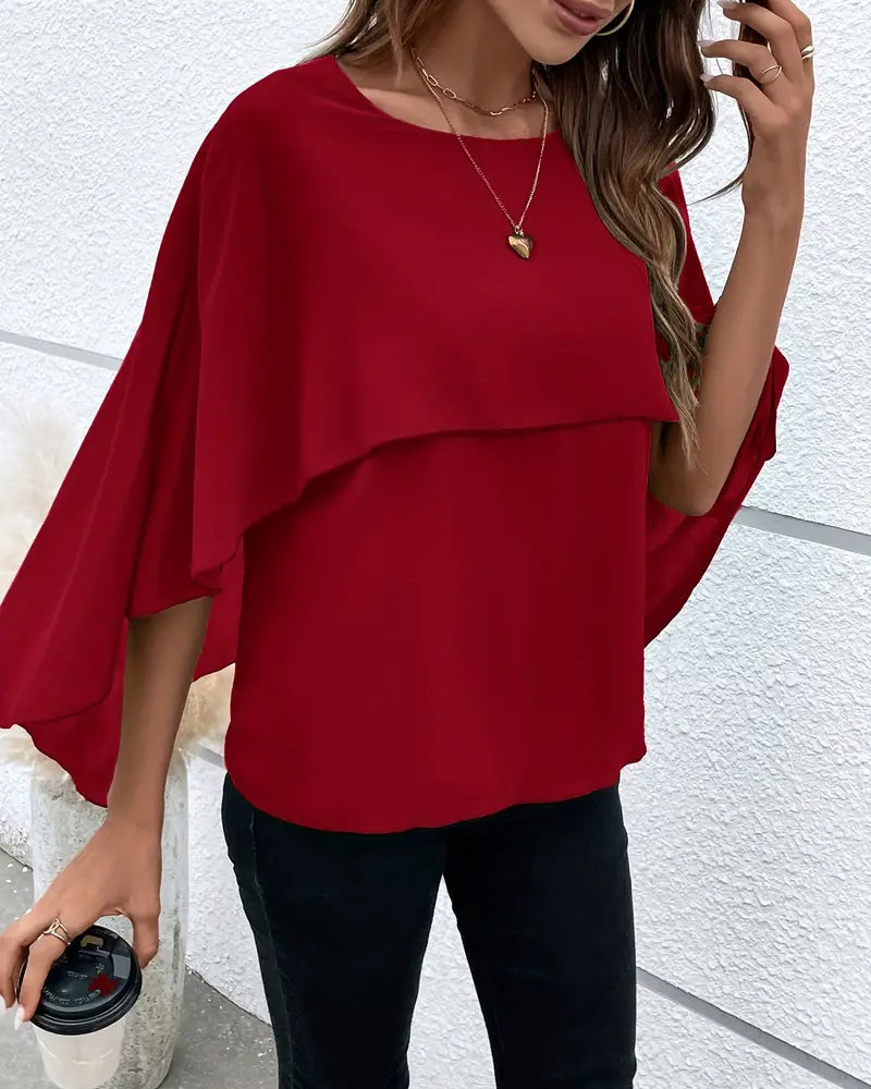 Bat Sleeve Round Neck Top