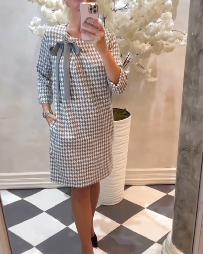 Elegant houndstooth pattern dress