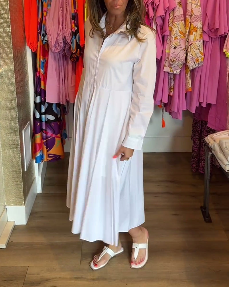 Solid color lapel casual dress