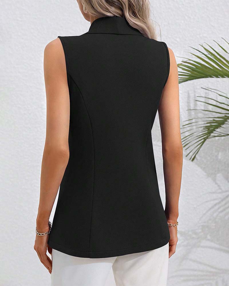 Single Button Sleeveless Cardigan Coat