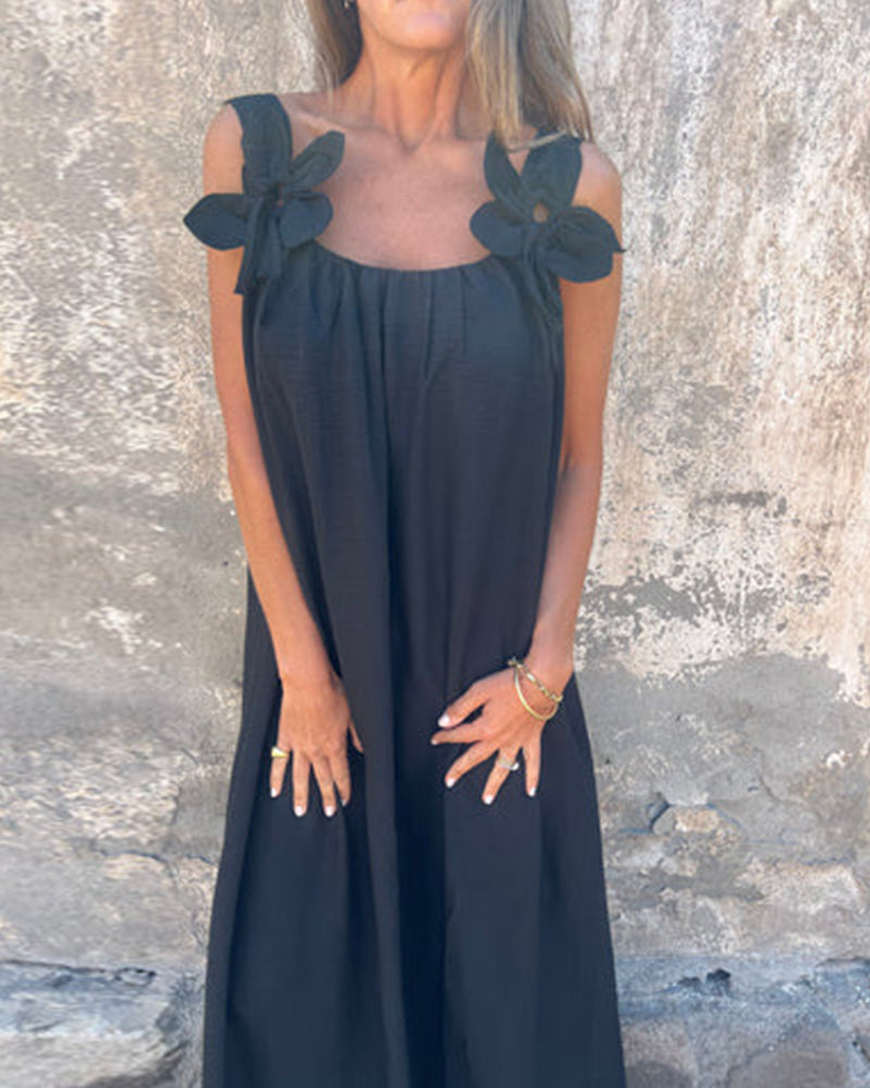 Sleeveless Solid Color Fashionable Long Dress