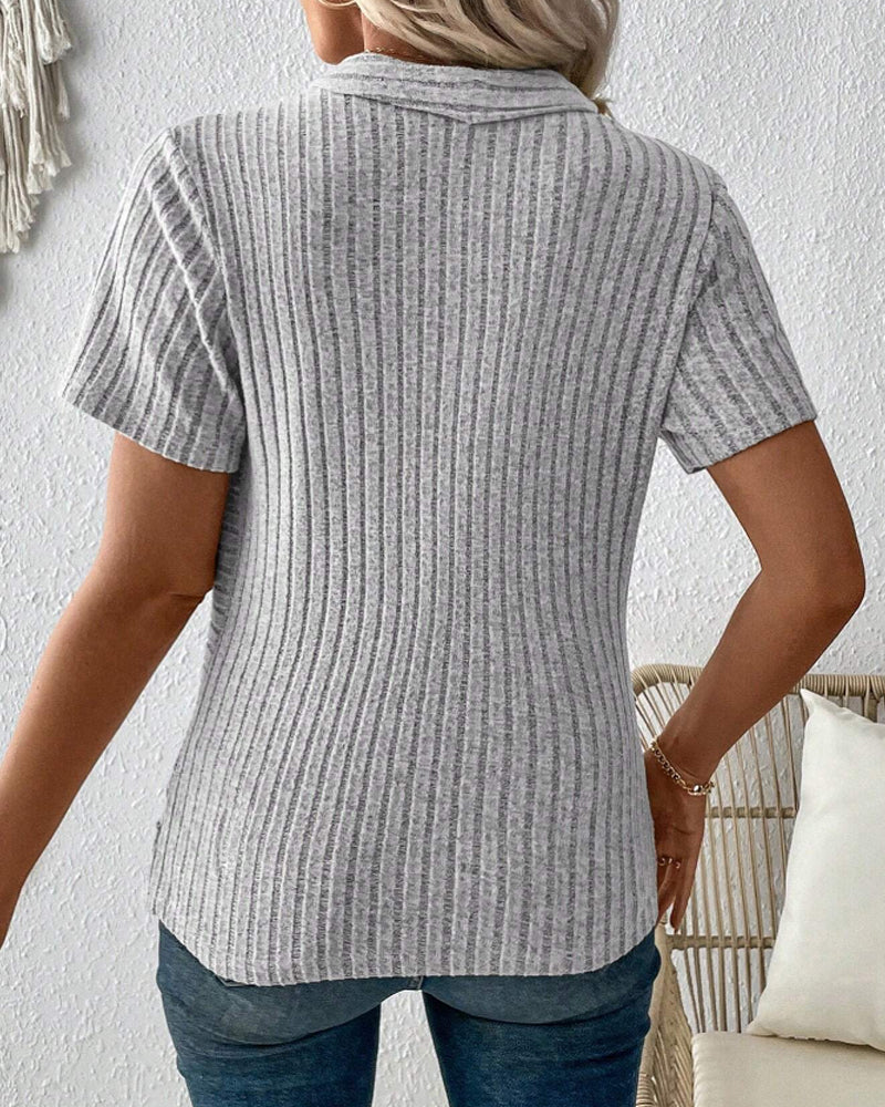 Casual Short Sleeve Cross Blouse
